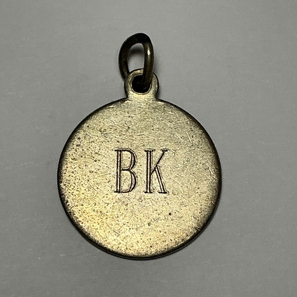 Tiffany and Co. Round with initials B K Pendant. 3/4 inch diameter - Picture 1 of 4